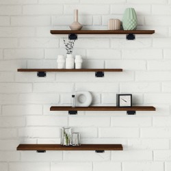 vidaXL Estantes pared 4 uds madera ingeniería marrón roble 60x10x1,5cm