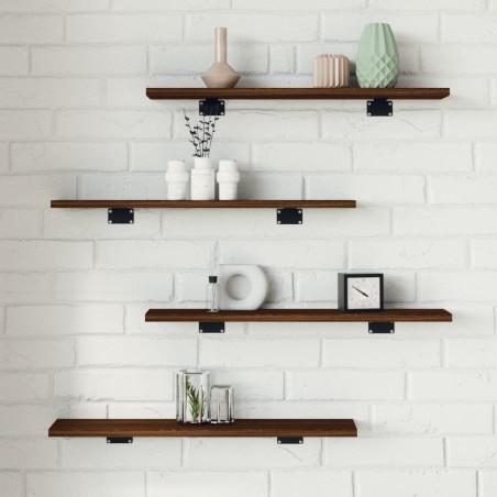 vidaXL Estantes pared 4 uds madera ingeniería marrón roble 60x10x1,5cm