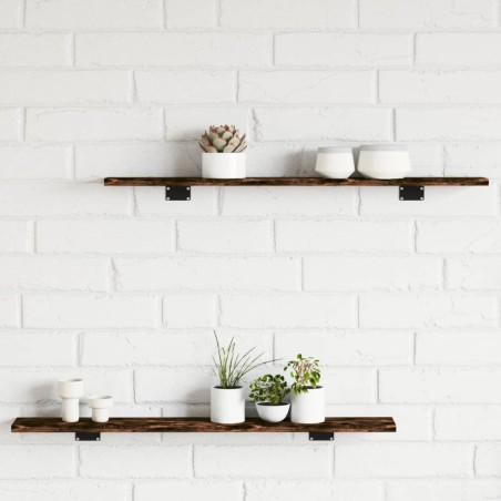 vidaXL Estantes pared 4 uds madera ingeniería roble humo 80x10x1,5 cm