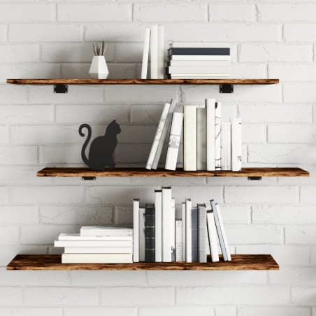 vidaXL Estantes pared 4 uds madera ingeniería roble humo 100x30x1,5 cm