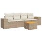 vidaXL Juego de sofás jardín con cojines 5 pzas ratán sintético beige vidaXL Juego de sofás jardín con cojines 5 pzas ratán sintético beige