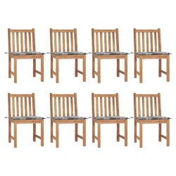 vidaXL Sillas de jardín 8 unidades madera de teca con cojines