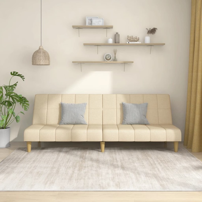 vidaXL Sofá cama de 2 plazas tela color crema vidaXL Sofá cama de 2 plazas tela color crema