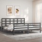 vidaXL Estructura de cama con cabecero madera maciza gris 200x200 cm vidaXL Estructura de cama con cabecero madera maciza gris 200x200 cm