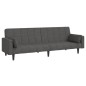 vidaXL Sofá cama de 2 plazas con dos almohadas tela gris oscuro vidaXL Sofá cama de 2 plazas con dos almohadas tela gris oscuro