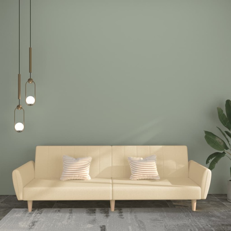 vidaXL Sofá cama de 2 plazas tela color crema vidaXL Sofá cama de 2 plazas tela color crema
