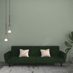 vidaXL Sofá cama de 2 plazas terciopelo verde oscuro