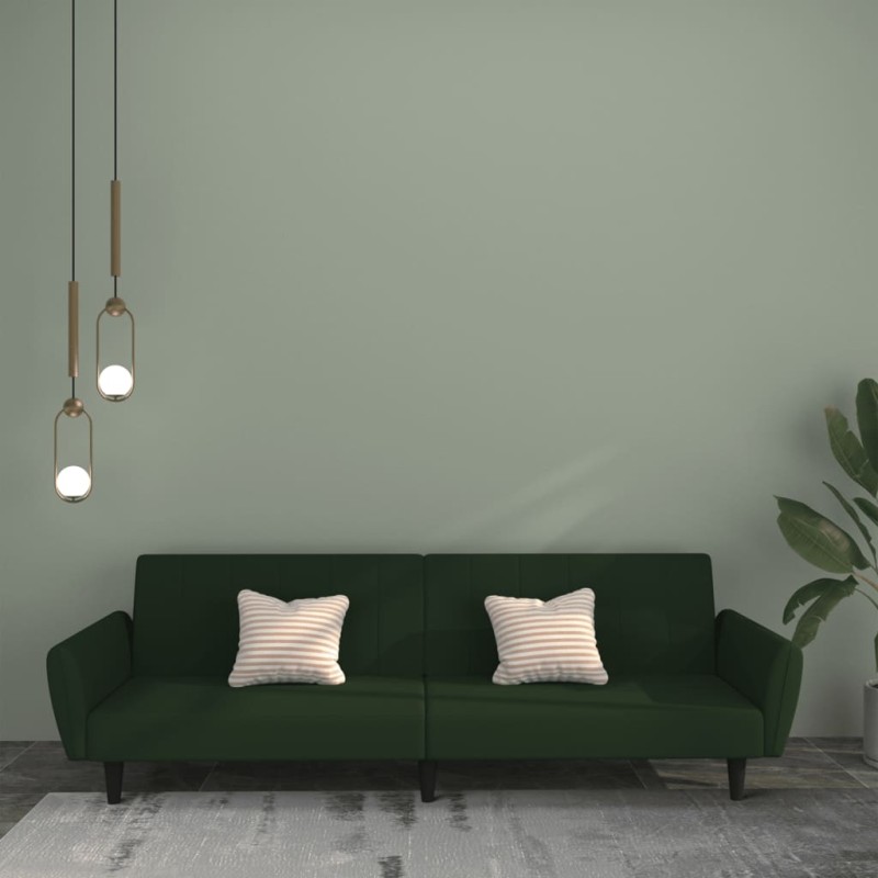 vidaXL Sofá cama de 2 plazas terciopelo verde oscuro vidaXL Sofá cama de 2 plazas terciopelo verde oscuro