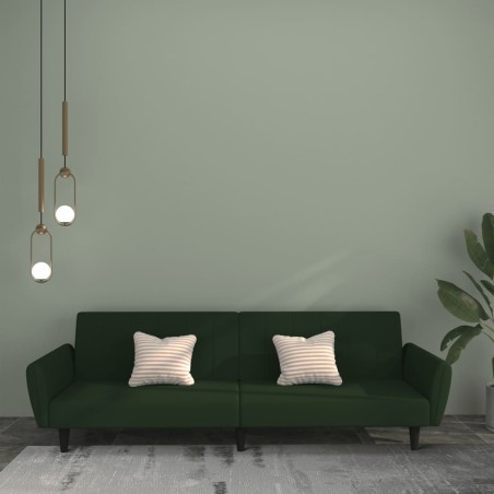 vidaXL Sofá cama de 2 plazas terciopelo verde oscuro