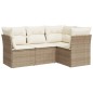 vidaXL Juego de sofás jardín con cojines 4 pzas ratán sintético beige vidaXL Juego de sofás jardín con cojines 4 pzas ratán sintético beige