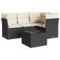 vidaXL Set de muebles de jardín 5 pzas y cojines ratán sintético negro