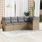 vidaXL Juego de sofás jardín con cojines 5 pzas ratán sintético beige vidaXL Juego de sofás jardín con cojines 5 pzas ratán sintético beige