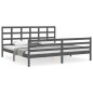 vidaXL Estructura de cama con cabecero madera maciza gris 200x200 cm vidaXL Estructura de cama con cabecero madera maciza gris 200x200 cm