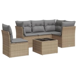 vidaXL Juego de sofás jardín con cojines 6 pzas ratán sintético beige