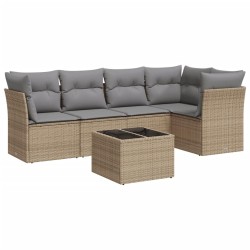 vidaXL Juego de sofás jardín con cojines 6 pzas ratán sintético beige