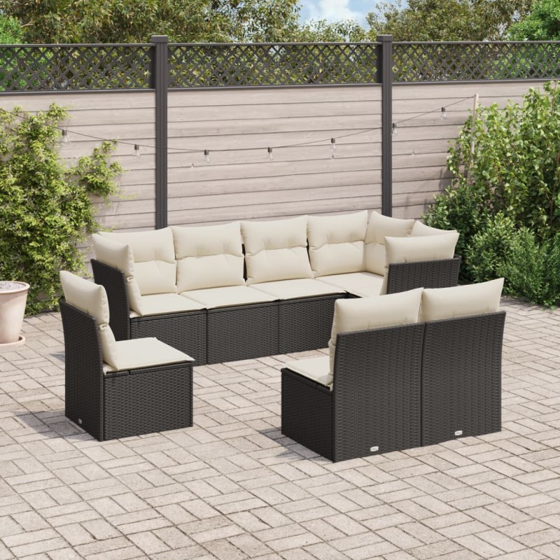 vidaXL Set de sofás de jardín 8 piezas y cojines ratán sintético negro