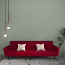 vidaXL Sofá cama de 2 plazas terciopelo color vino tinto