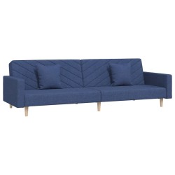vidaXL Sofá cama de 2 plazas con dos almohadas tela azul
