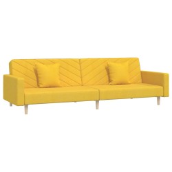 vidaXL Sofá cama de 2 plazas con dos almohadas tela color amarillo