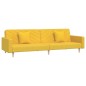 vidaXL Sofá cama de 2 plazas con dos almohadas tela color amarillo vidaXL Sofá cama de 2 plazas con dos almohadas tela color amarillo