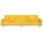 vidaXL Sofá cama de 2 plazas con dos almohadas tela color amarillo vidaXL Sofá cama de 2 plazas con dos almohadas tela color amarillo