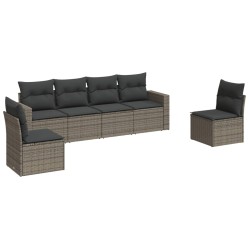 vidaXL Set de muebles de jardín 6 pzas y cojines ratán sintético gris