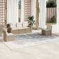 vidaXL Juego de sofás jardín con cojines 5 pzas ratán sintético beige vidaXL Juego de sofás jardín con cojines 5 pzas ratán sintético beige