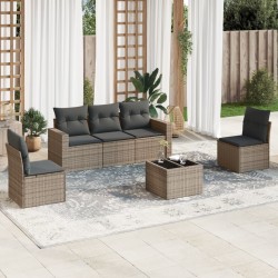 vidaXL Set de muebles de jardín 6 pzas y cojines ratán sintético gris
