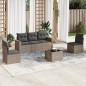 vidaXL Set de muebles de jardín 6 pzas y cojines ratán sintético gris