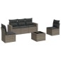vidaXL Set de muebles de jardín 6 pzas y cojines ratán sintético gris