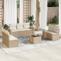 vidaXL Juego de sofás de jardín con cojines beige 8 pzas ratán PE vidaXL Juego de sofás de jardín con cojines beige 8 pzas ratán PE