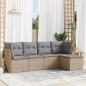vidaXL Juego de sofás jardín con cojines 5 pzas ratán sintético beige vidaXL Juego de sofás jardín con cojines 5 pzas ratán sintético beige