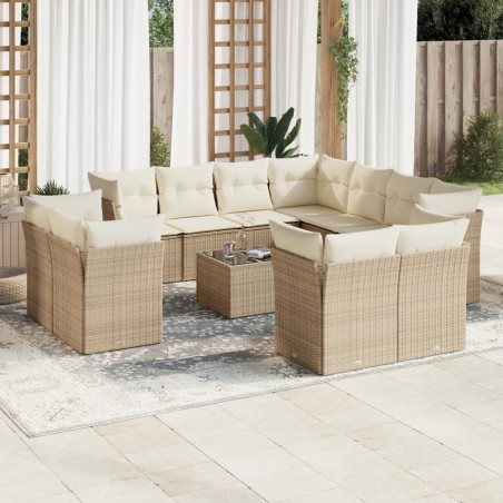 vidaXL Set de sofás de jardín 12 pzas y cojines ratán sintético marrón