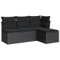 vidaXL Juego de sofás jardín 4 pzas con cojines ratán sintético negro vidaXL Juego de sofás jardín 4 pzas con cojines ratán sintético negro