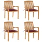 vidaXL Sillas de jardín apilables 4 uds madera de teca con cojines vidaXL Sillas de jardín apilables 4 uds madera de teca con cojines