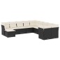 vidaXL Set de sofás de jardín 11 pzas y cojines ratán sintético negro vidaXL Set de sofás de jardín 11 pzas y cojines ratán sintético negro