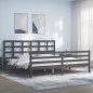 vidaXL Estructura de cama con cabecero madera maciza gris 200x200 cm vidaXL Estructura de cama con cabecero madera maciza gris 200x200 cm