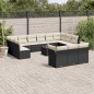 vidaXL Set sofás de jardín 14 pzas con cojines ratán sintético negro vidaXL Set sofás de jardín 14 pzas con cojines ratán sintético negro
