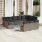 vidaXL Set sofás de jardín con cojines 13 piezas ratán sintético gris vidaXL Set sofás de jardín con cojines 13 piezas ratán sintético gris