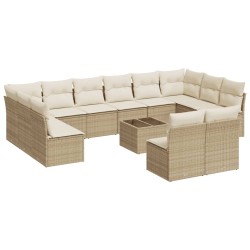 vidaXL Set sofás de jardín con cojines 13 pzas ratán sintético beige