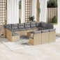 vidaXL Set sofás de jardín 14 pzas con cojines ratán sintético beige vidaXL Set sofás de jardín 14 pzas con cojines ratán sintético beige
