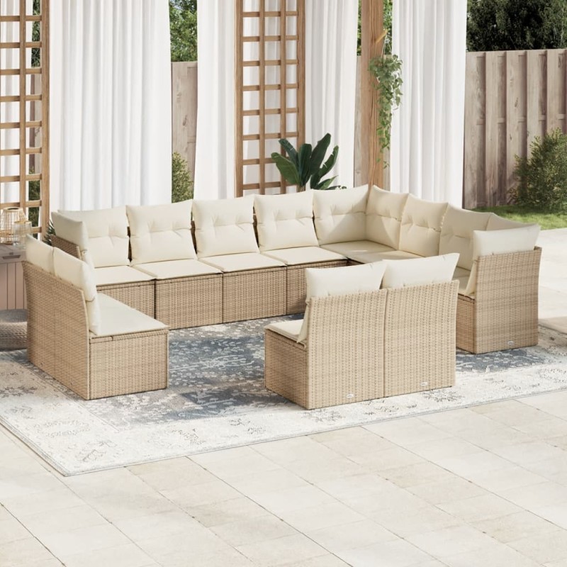 vidaXL Set de sofás de jardín 12 pzas y cojines ratán sintético marrón vidaXL Set de sofás de jardín 12 pzas y cojines ratán sintético marrón