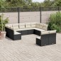 vidaXL Set de sofás de jardín 11 pzas y cojines ratán sintético negro vidaXL Set de sofás de jardín 11 pzas y cojines ratán sintético negro