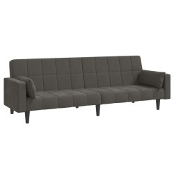 vidaXL Sofá cama de 2 plazas con dos almohadas terciopelo gris oscuro