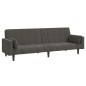 vidaXL Sofá cama de 2 plazas con dos almohadas terciopelo gris oscuro vidaXL Sofá cama de 2 plazas con dos almohadas terciopelo gris oscuro