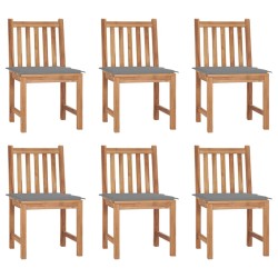 vidaXL Sillas de jardín 6 unidades con cojines madera maciza de teca