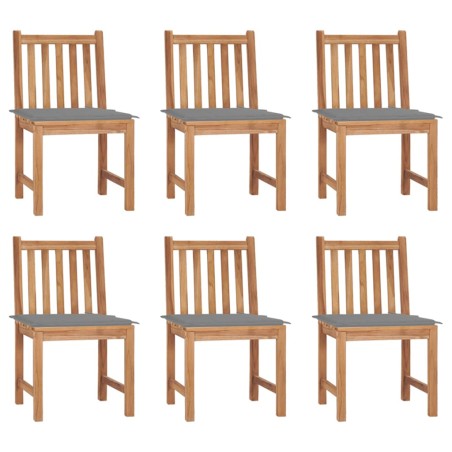 vidaXL Sillas de jardín 6 unidades con cojines madera maciza de teca