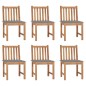 vidaXL Sillas de jardín 6 unidades con cojines madera maciza de teca vidaXL Sillas de jardín 6 unidades con cojines madera maciza de teca