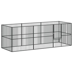 vidaXL Corralito para perros con 8 paneles acero galvanizado negro