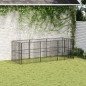 vidaXL Corralito para perros con 8 paneles acero galvanizado negro